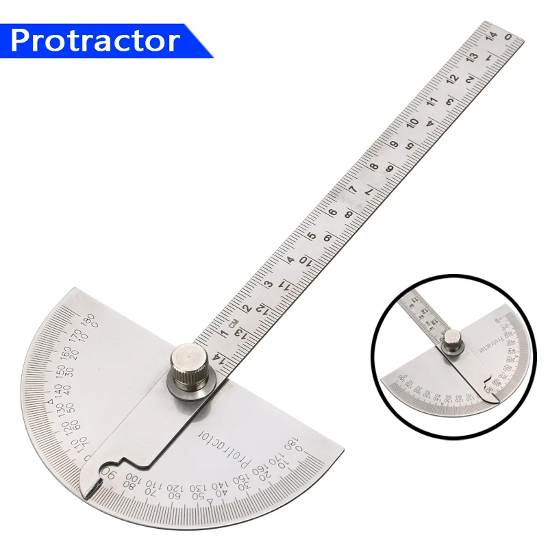 

1pc stainless steel 0-180 Degree Protractor Angle Meter Angle Ruler Construction Worker Woodworking Measure Tool