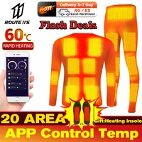 keep warm winter heated underwear suit smart phone app control temperature usb battery powered fleece thermal motorcycle jacket