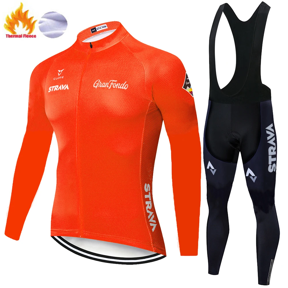 2020 STRAVA Велосипеды команда Зима Термальность флис Джерси Для мужчин костюм