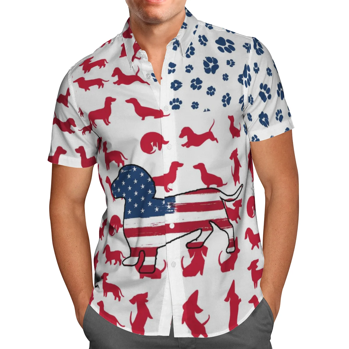 

Animals Dog 3D Beach Hawaiian 2021 Summer Anime Shirt Short Sleeve Shirt Streetwear Oversized 5XL Camisa Social Chemise Homme