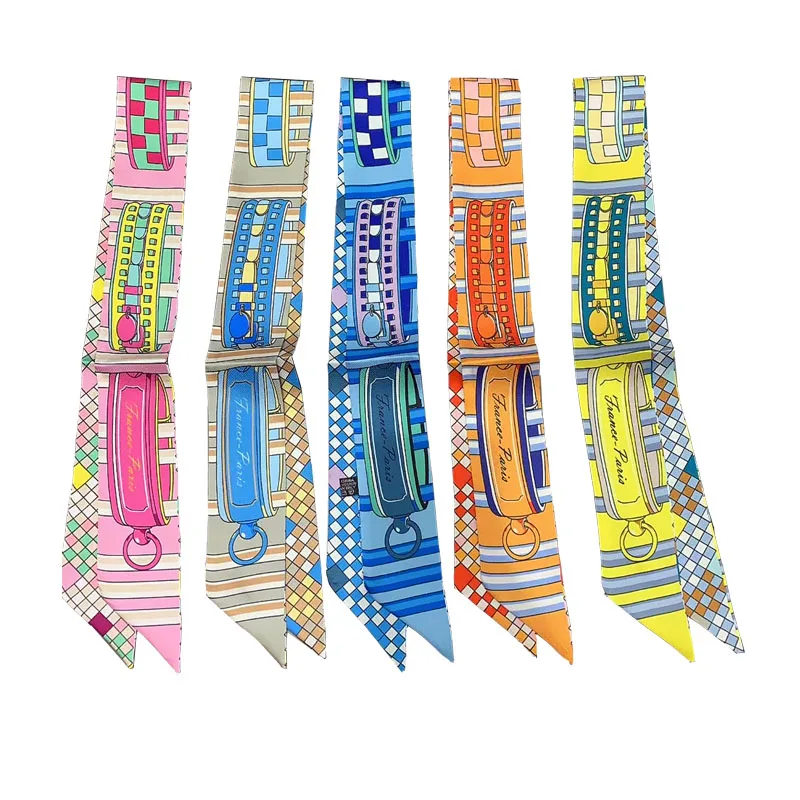 

Spring and Autumn New Silk Scarf Women's Neckline Fashion Decorate Wristband Bag Scarves Small Silk Belt Lady's Scarf