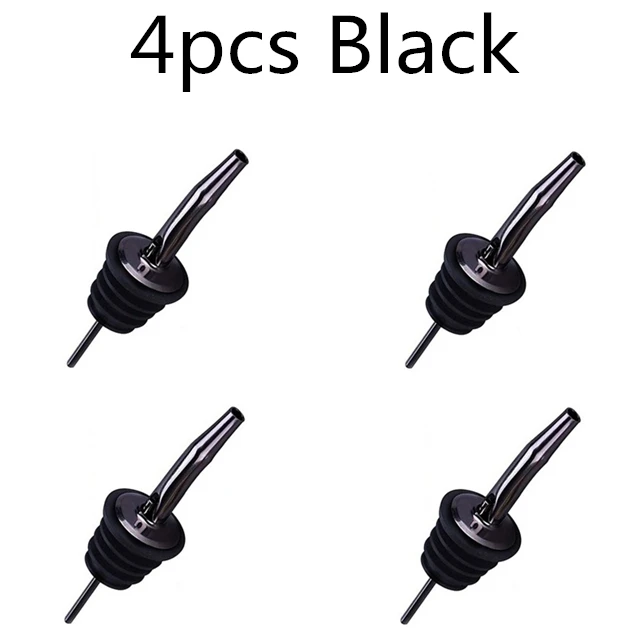 4pcs Black 4 шт./компл. Нержавеющая сталь различных Вино Ликер Дух заливщик свободного бутылки вина носика фиксаторы уход за кожей лица маска бар аксессуар - Цвет: 4pcs Black