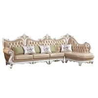living room furniture italian solid wood and leather l shape beige color sofa bed set modern wa525