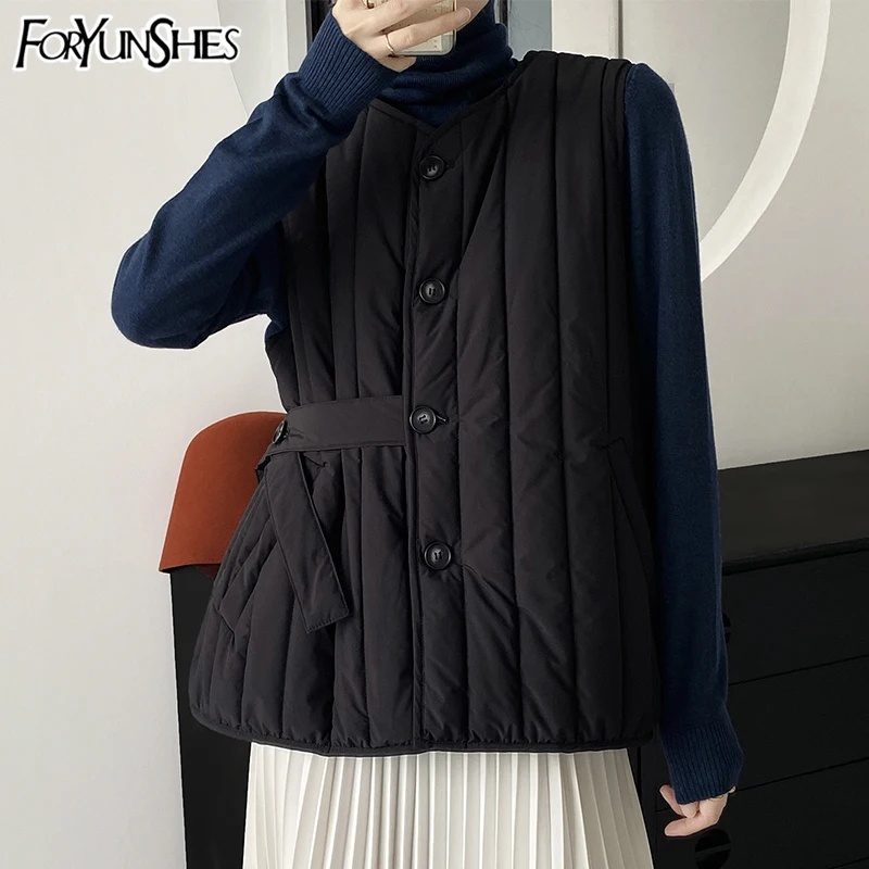 FORYUNSHES зимний хлопковый жилет женская верхняя одежда Осенний женский тонкий без