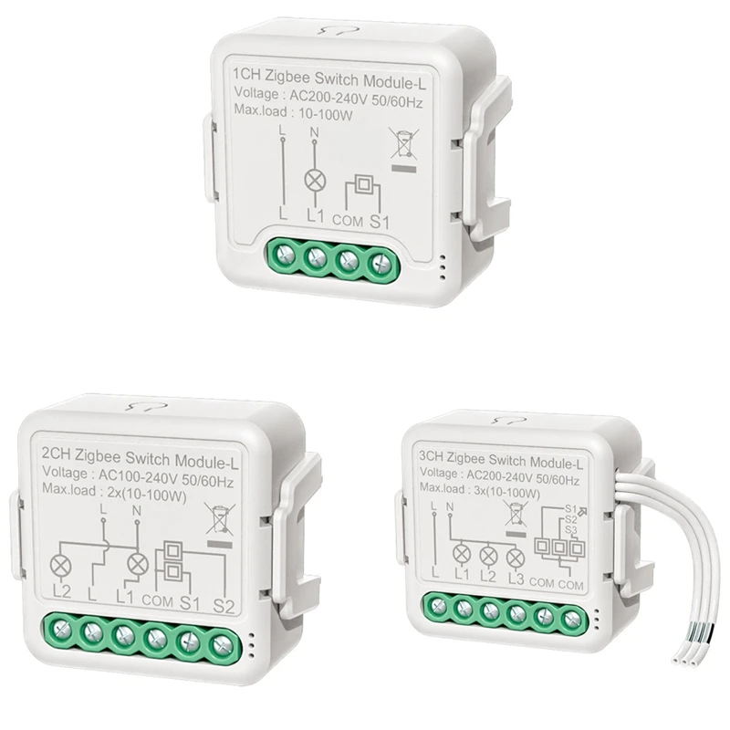 

Tuya Zigbee Light Switch Module No Neutral Wire, 2 Way Control DIY Smart Breaker Works with Alexa Google Home