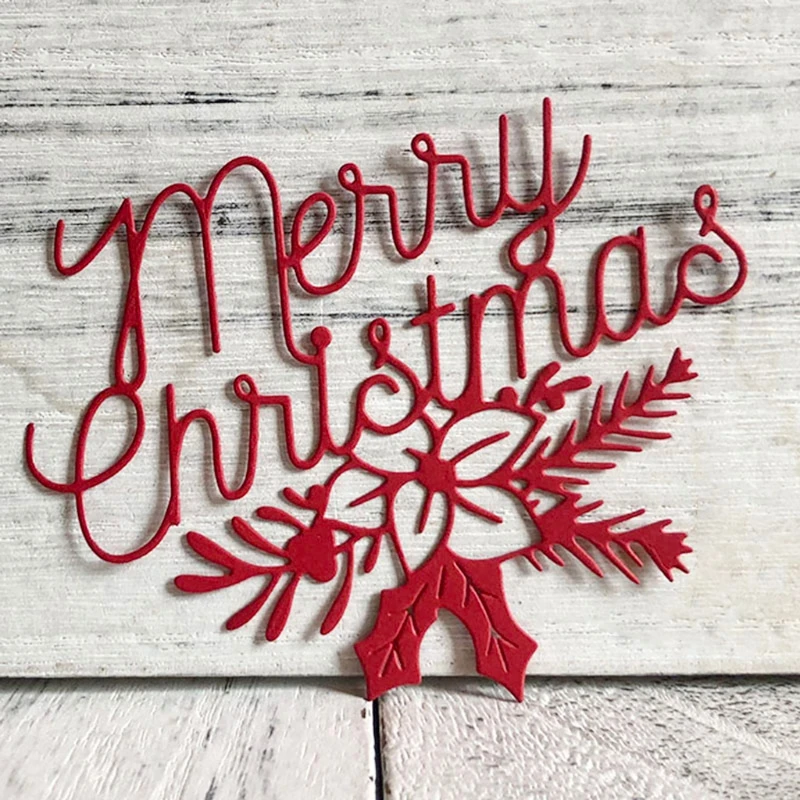 

Merry Christmas Flower Metal Cutting Dies Stencil DIY Scrapbook Album Paper Card