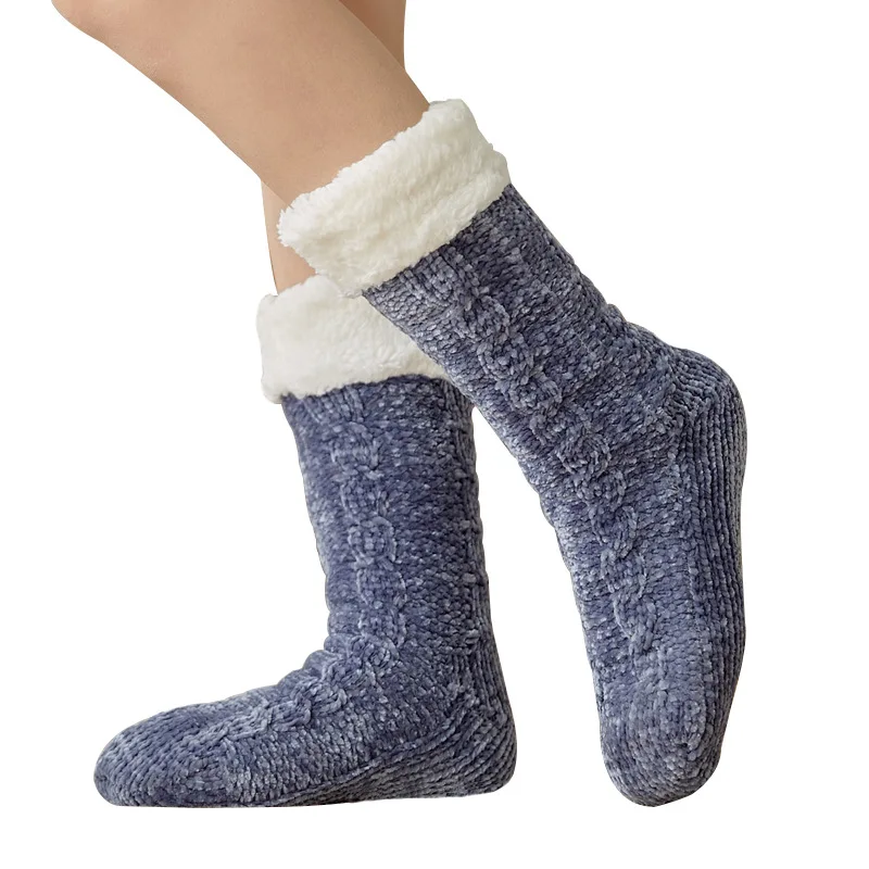 

2020 new floor socks adult snow sleep carpet autumn and winter home warmth thickening plus velvet slippers socks women