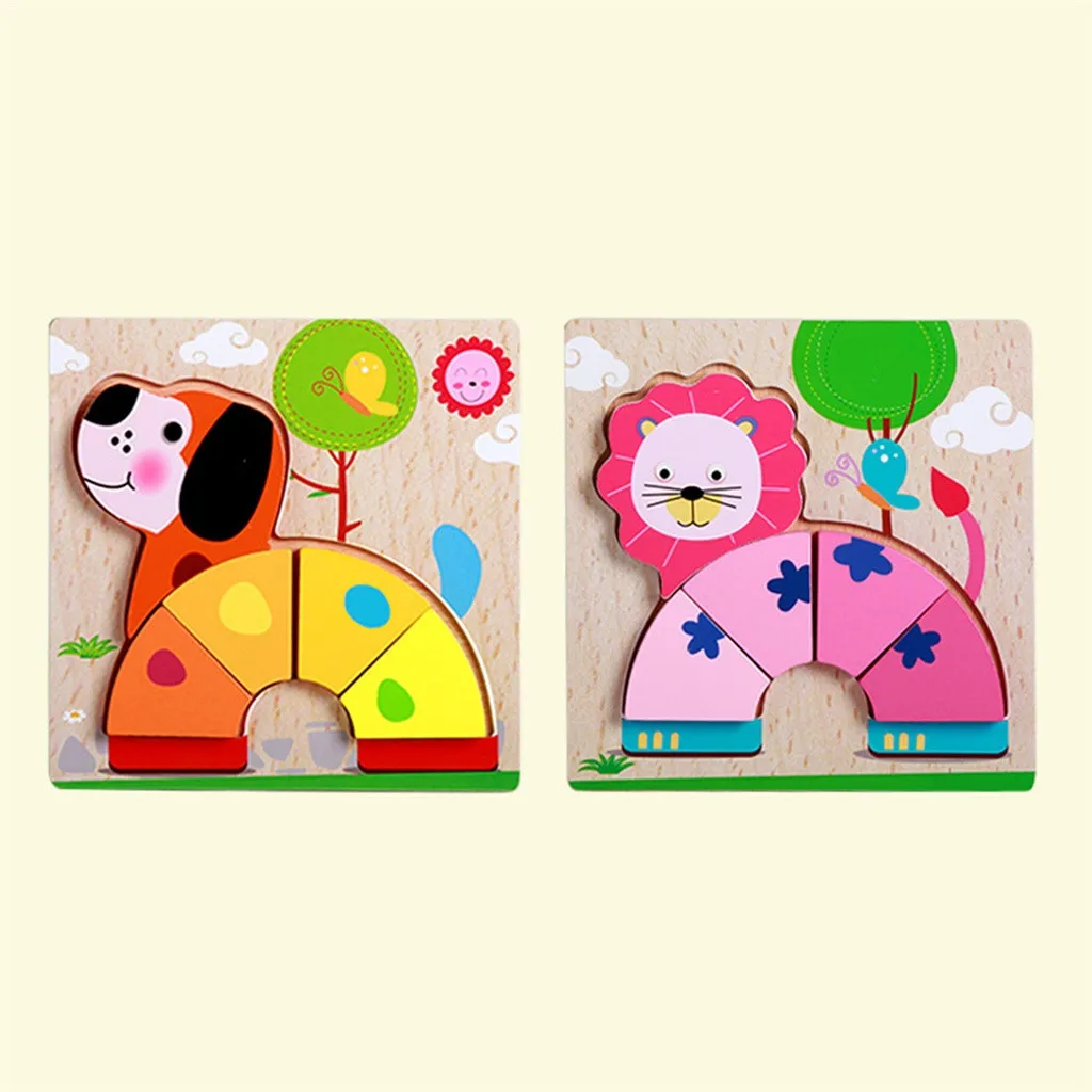 2019 детские развивающие игрушки деревянные пазлы в виде животных для малышей 1 2 3