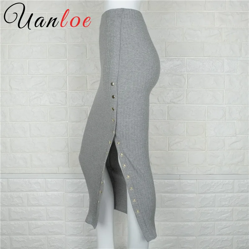 Пикантная юбка карандаш с высоким разрезом женские черные элегантные