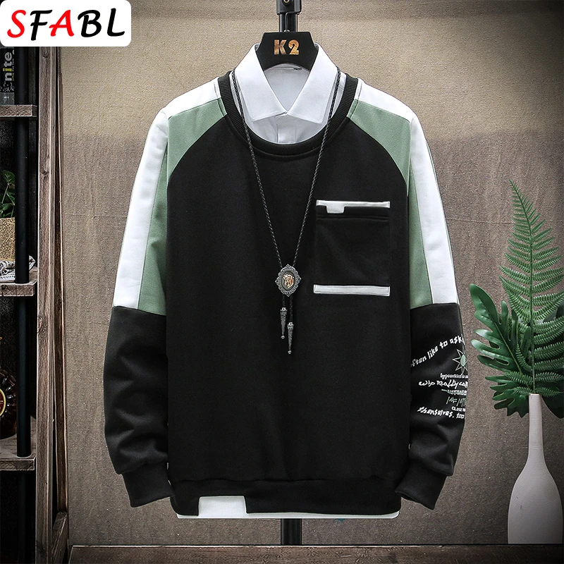 

Fashion Men's Hoodies Casual Loose Round Neck Men Sweatshirt Streetwear Hoodies Male Pullover Long Sleeve 2021 Spring Tops Women