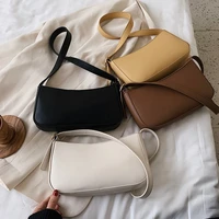 solid color small pu leather shoulder bags ladies handbag cute for women hit simple underarm bags and purses female travel totes
