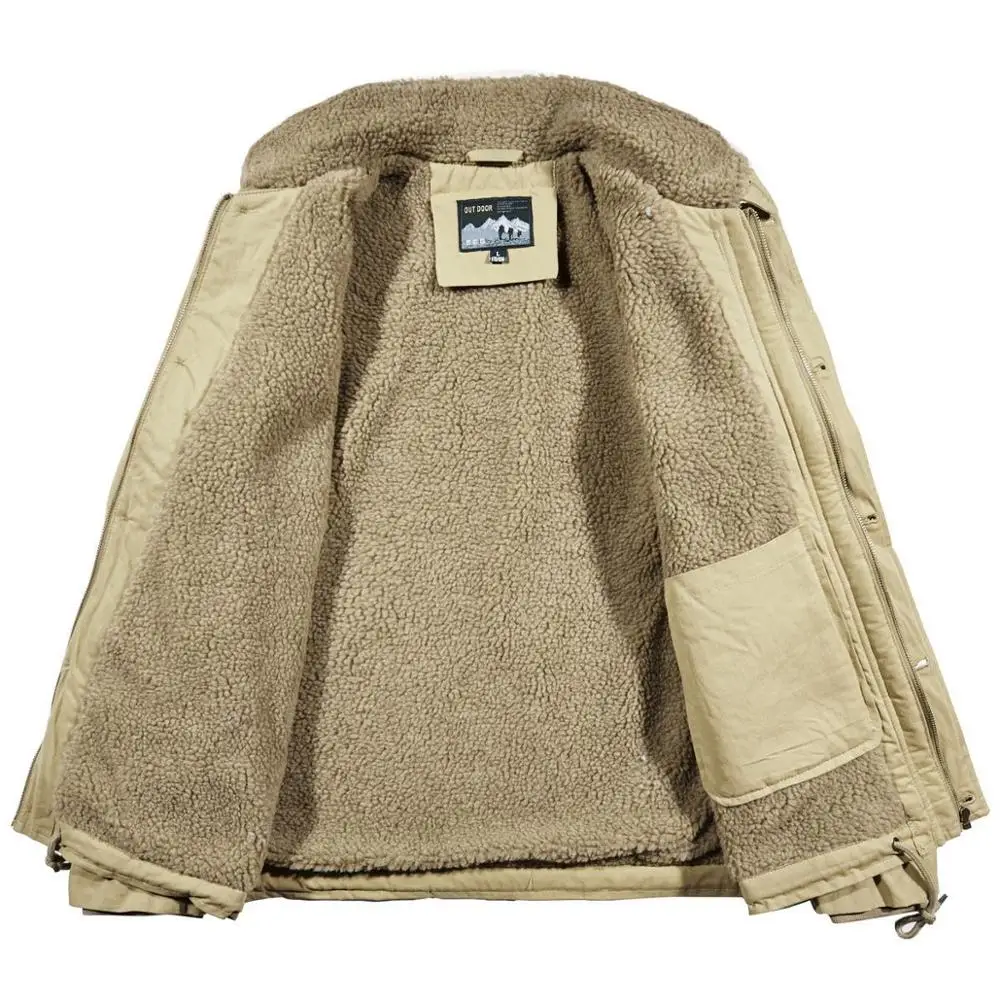 2021 Men Winter Jacket New Cashmere Blouson Home Male Lapel Business Coat Warm Thick Splice Cotton Velvet Overalls parkas