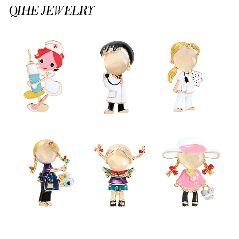 Броши с опалом и эмалью в виде доктора значки художника медсестры стетоскоп