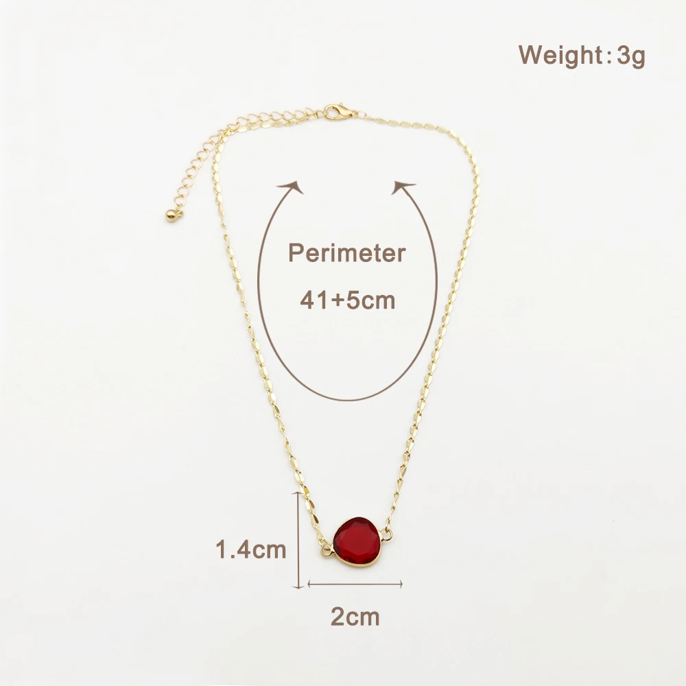 

High Quality Fashion Green Geometric Irregular Short Sideways Necklace Fashion Elegant Charm Stone Pendant Necklace Gift