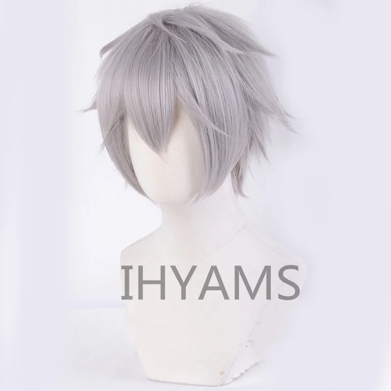 Парик для косплея из аниме-игры EVA Nagisa Kaworu Короткие Смешанные серые термостойкие