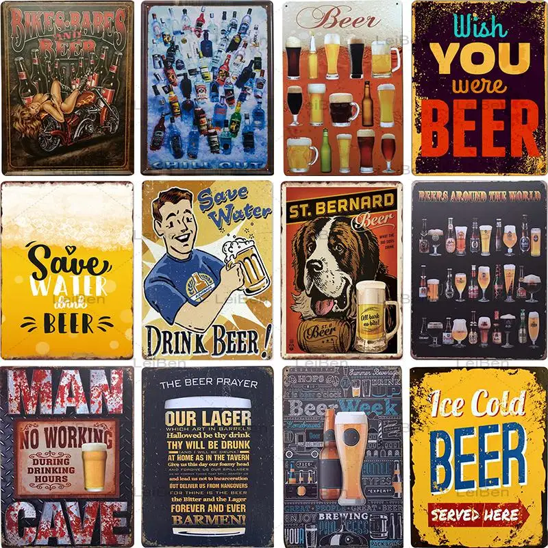 

Beer Retro Metal Tin Sign Vintage Plaque Bar Pub Club Decoration Metal Plate Art Poster Wall Sticker Iron Painting 20X30Cm