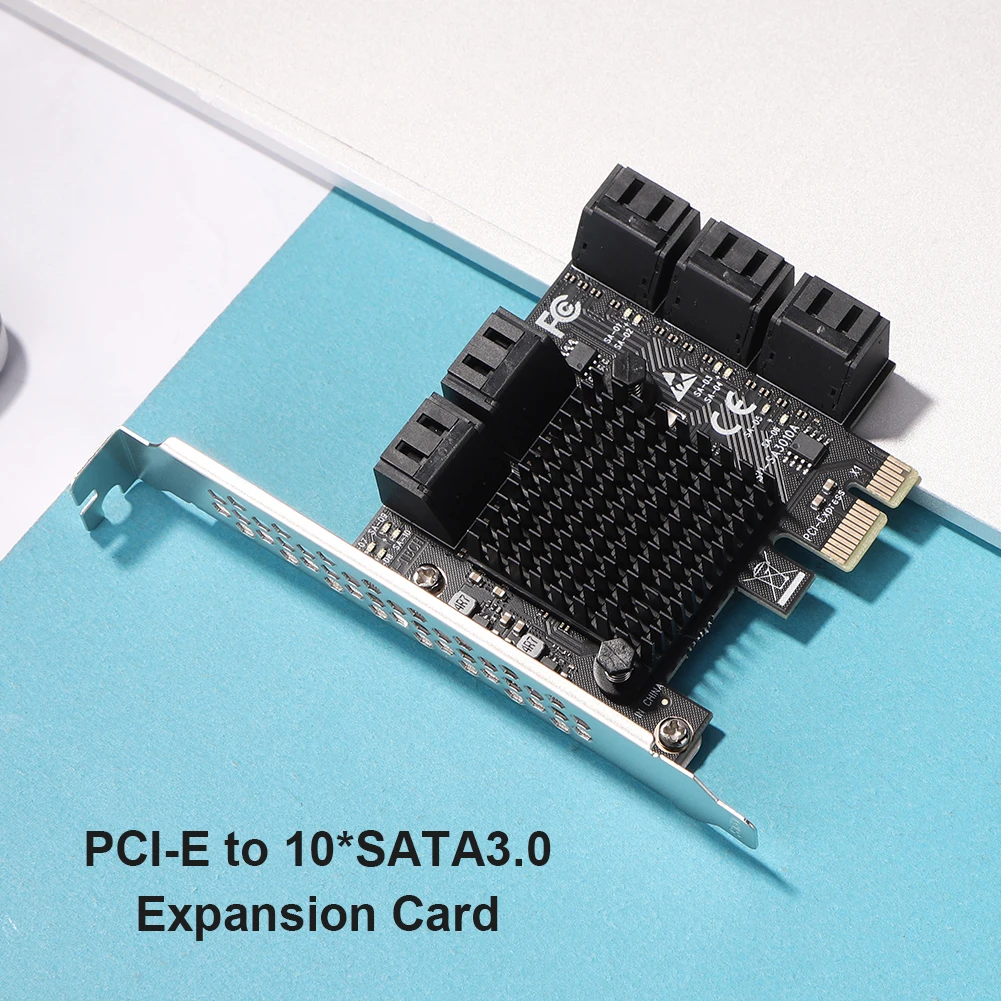 

Переходник для контроллера, плата расширения PCIE, адаптер, 10 портов 6 Гбит/с, PCI-Express X1 на карты контроллера SATA 3,0