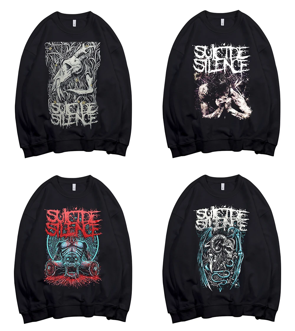 ; SUICIDE SILENCE Band; унисекс; круглый вырез; хлопковая толстовка; Азиатский размер