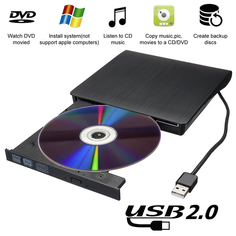 Внешний DVD/CD RW привод горелки оптический USB2.0 DVD писатель рекордер CD/DVD rom плеер для
