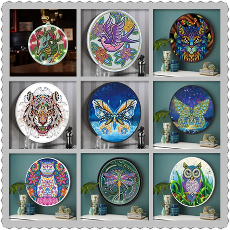 Алмазная картина в круглой рамке с кисточками живопись росписью полное