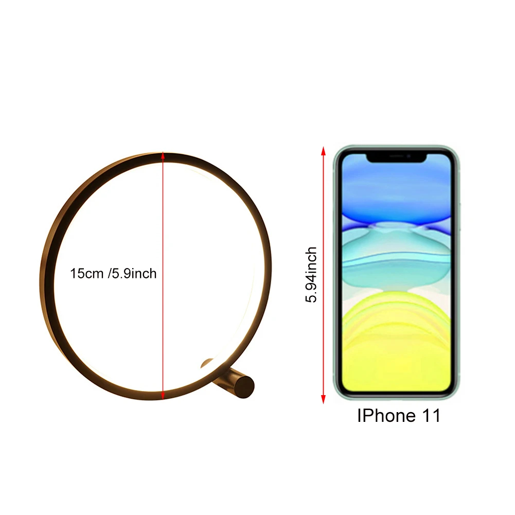 

LED Table Lamp For Bedroom Circular Acrylic Desk Lamp For Living Room Black/White Dimmable Bedside Lamp Round Night Light