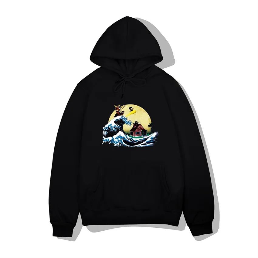 

Толстовка мужская с японским аниме принтом, свитшот с капюшоном, уличная одежда с черепашками Гоку, пером, несколько стилей