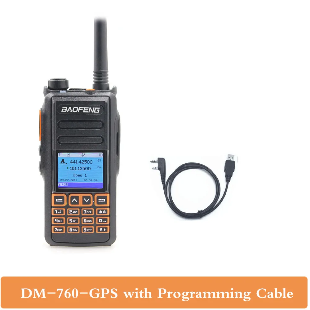 Baofeng Радио DM-760 gps двухдиапазонный Tier 1& 2 Tier II Dual Time slot DMR цифровой аналоговый рация - Цвет: DM-760 with USB