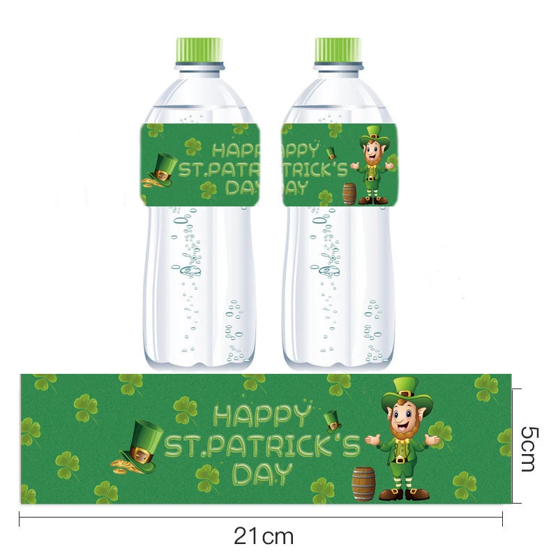 

Omilut 12pcs St. Patrickâ€™s Day Mineral Water Bottle Lable Lucky Irish Shamrock Labels Stickers Happy St Patricks Day Decoration