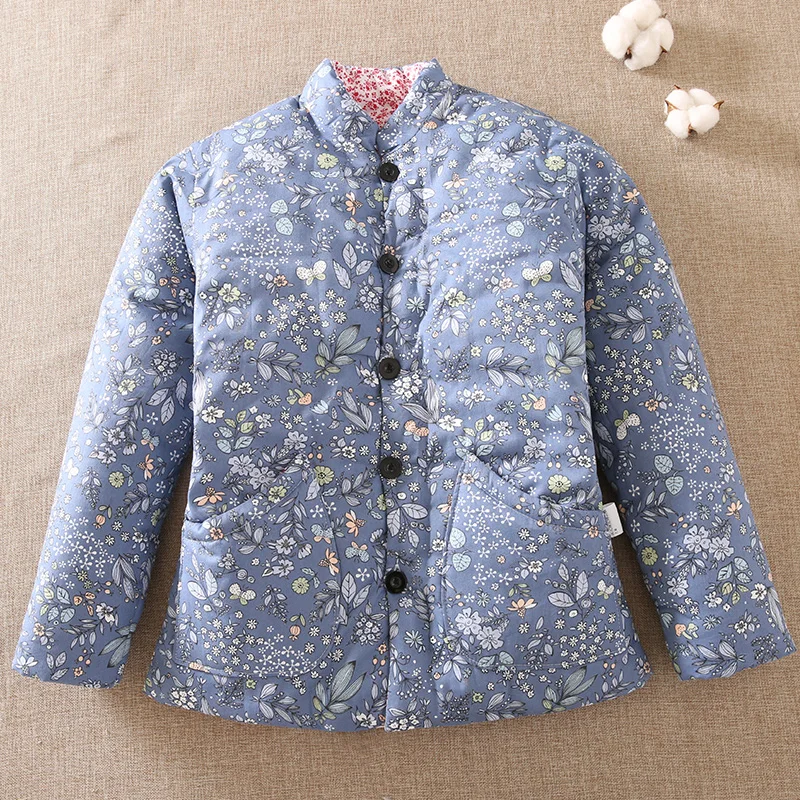 

Pure Cotton Handmade Cotton-padded Jacket Ladies Winter Mother's Thick Warm Short Cotton Coat Printing Oversize Padded Clothing