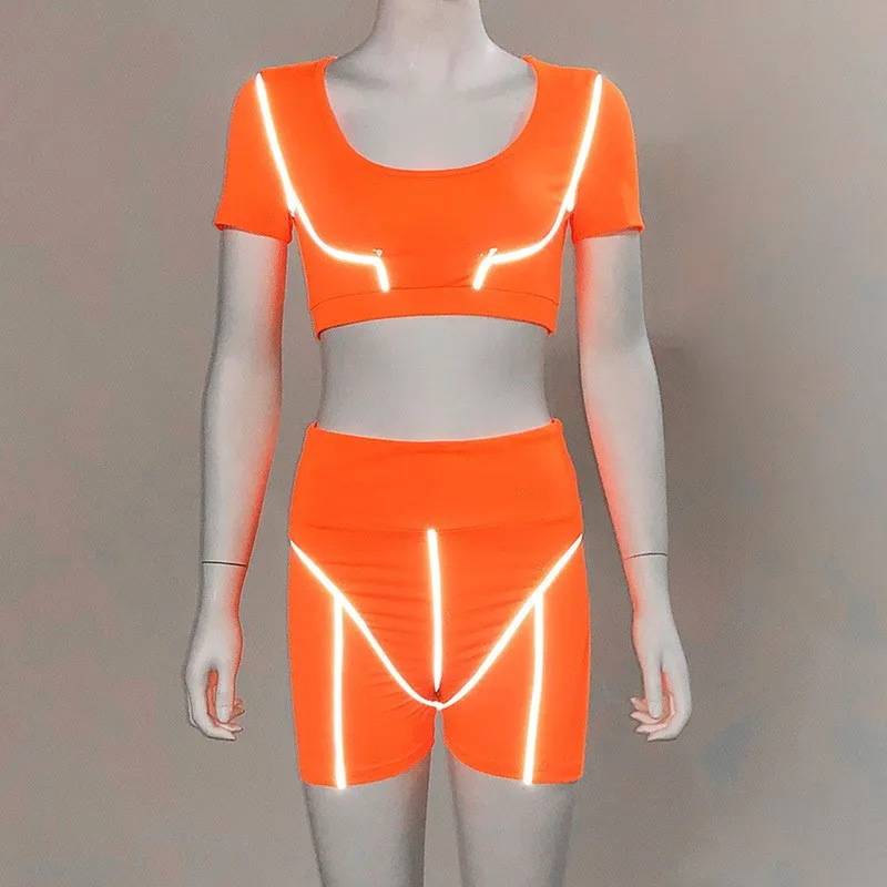 Спортивный неоновый комплект из двух предметов женский спортивный костюм