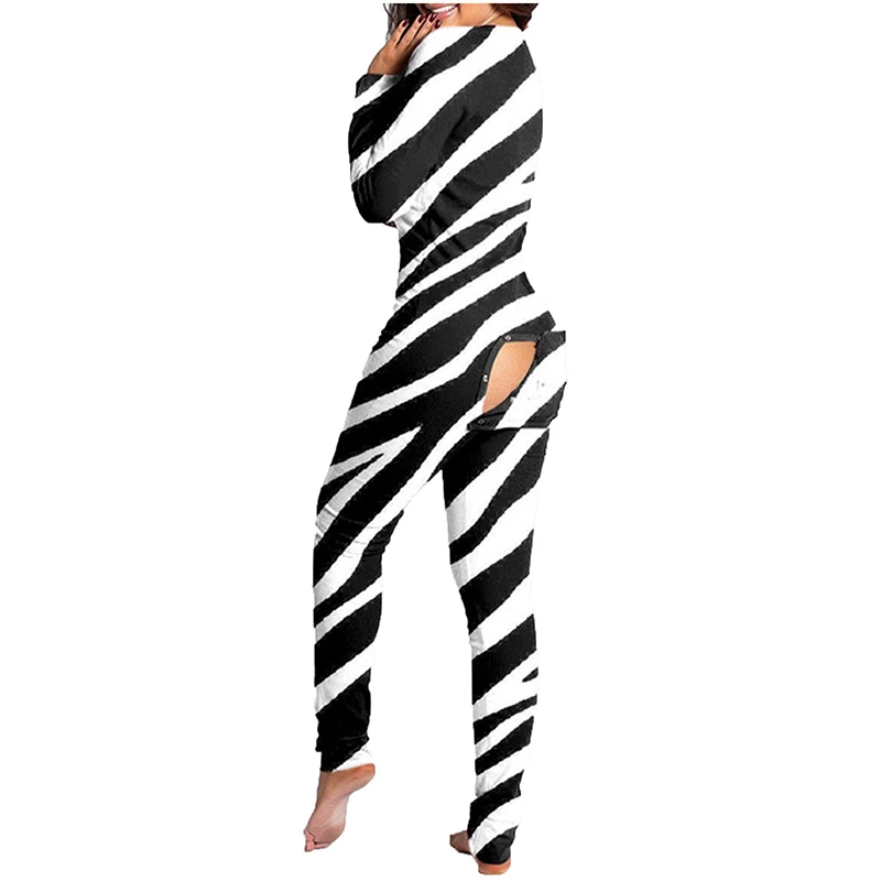 

2021 New Jumpsuits Functional Buttoned Flap Printed Women's Adults Detachable Sleepwear Pajamas Suit Homewear One Piece Jumpsuit