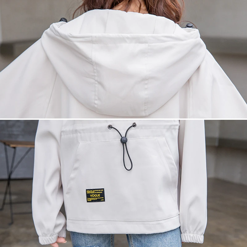 YOCALOR симпатичная ветровка с капюшоном куртка для женщин Анорак пальто женская