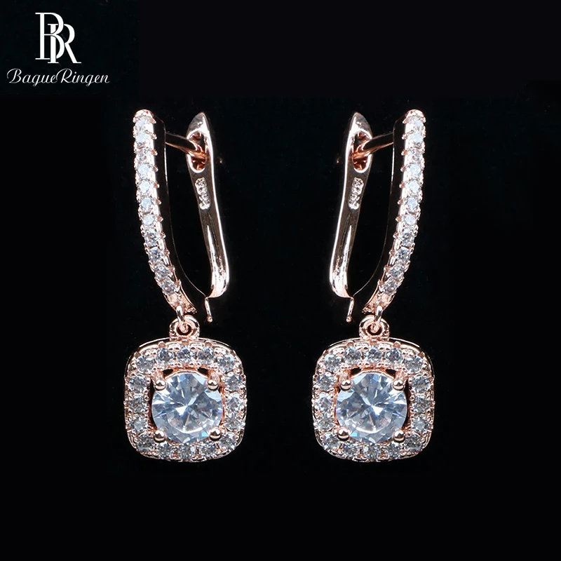 Женские серьги подвески Bague Ringen классические геометрические серебряные 925 пробы