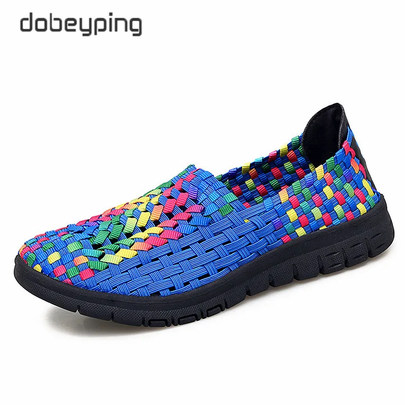 dobeyping New Autumn Women's Shoes Colorful Woven Female Flats Casual Slip On Sneakers Woman Light Weight Walking Women Loafers
