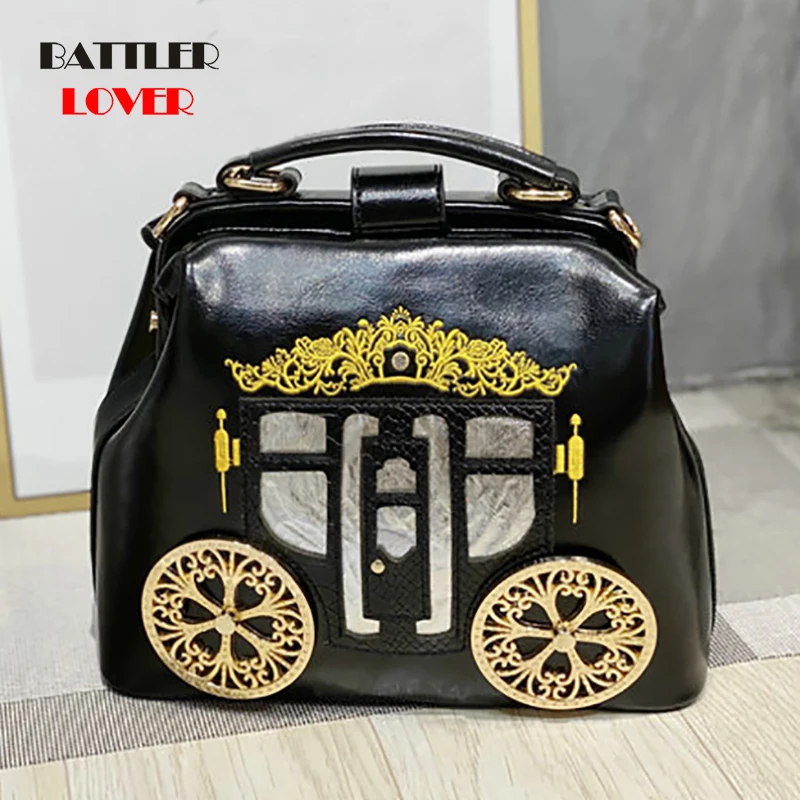 

2020 New Personality Women Portable Messenger Bag Creative Design Carriage Shape Printing Handbag for Ladies Shoulder Bags