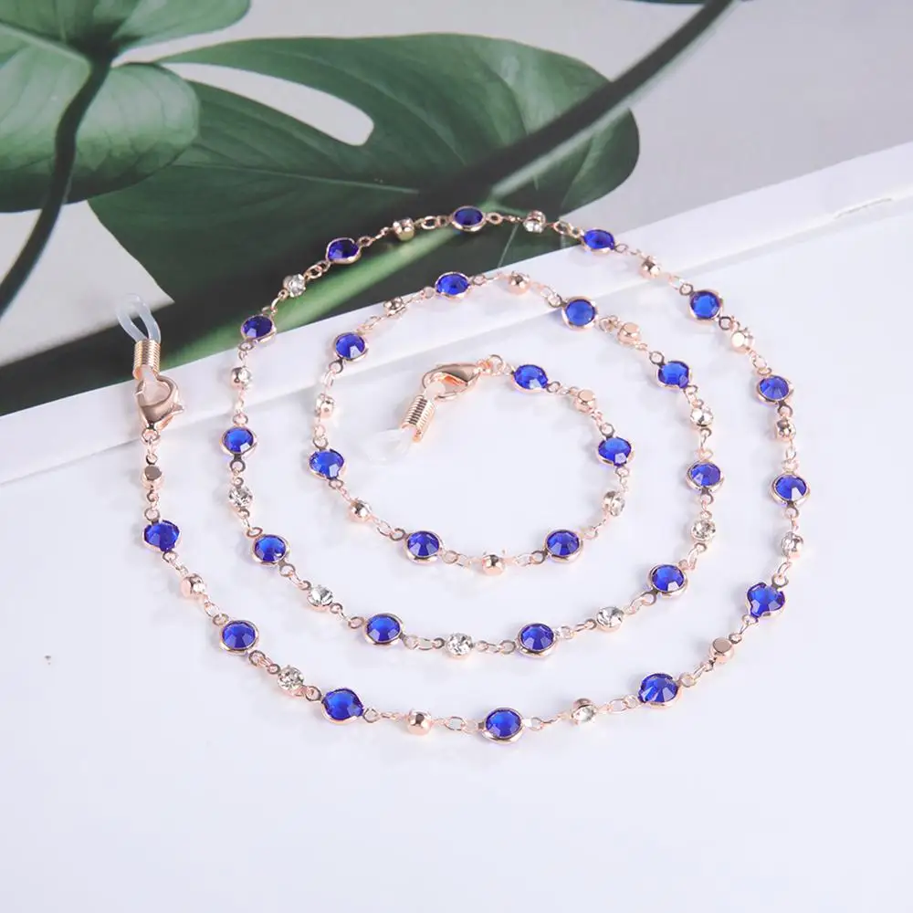 

Skyrim Blue Crystal Beaded Sunglasses Chains Holder Lanyard Women's Neck Chian Strap Glasses Cord Eyewear Rope Accessory Gift