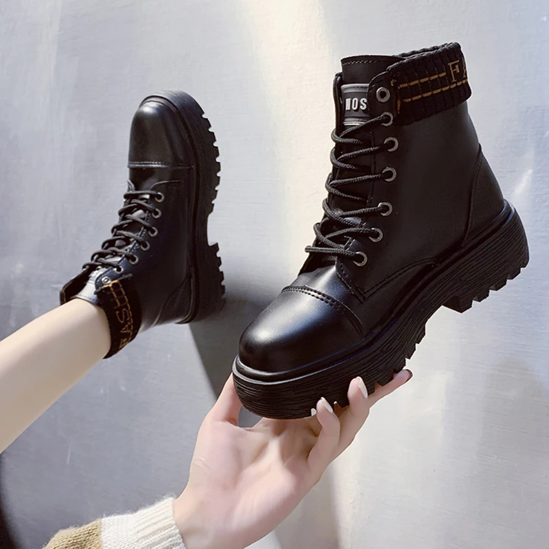 Женские осенние ботильоны повседневные женские мотоциклетные ботинки на