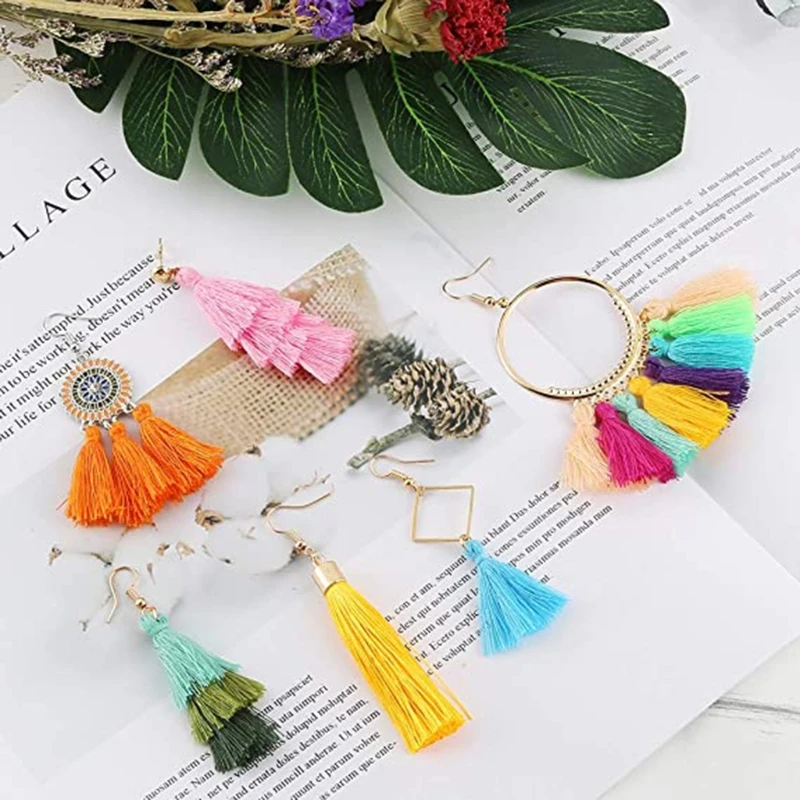 

Womens 20 Pairs Bohemian Tassel Earrings Set Ear Stud Drop Dangle Jewelry Gifts