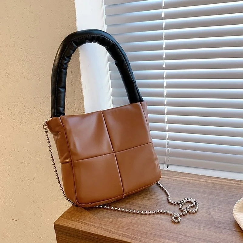 

Chain Bag Soft Leather Lattice Down Space Cotton Single Shoulder Bag Cross Body Bag Woman Purses and Handbags Luxury Designer