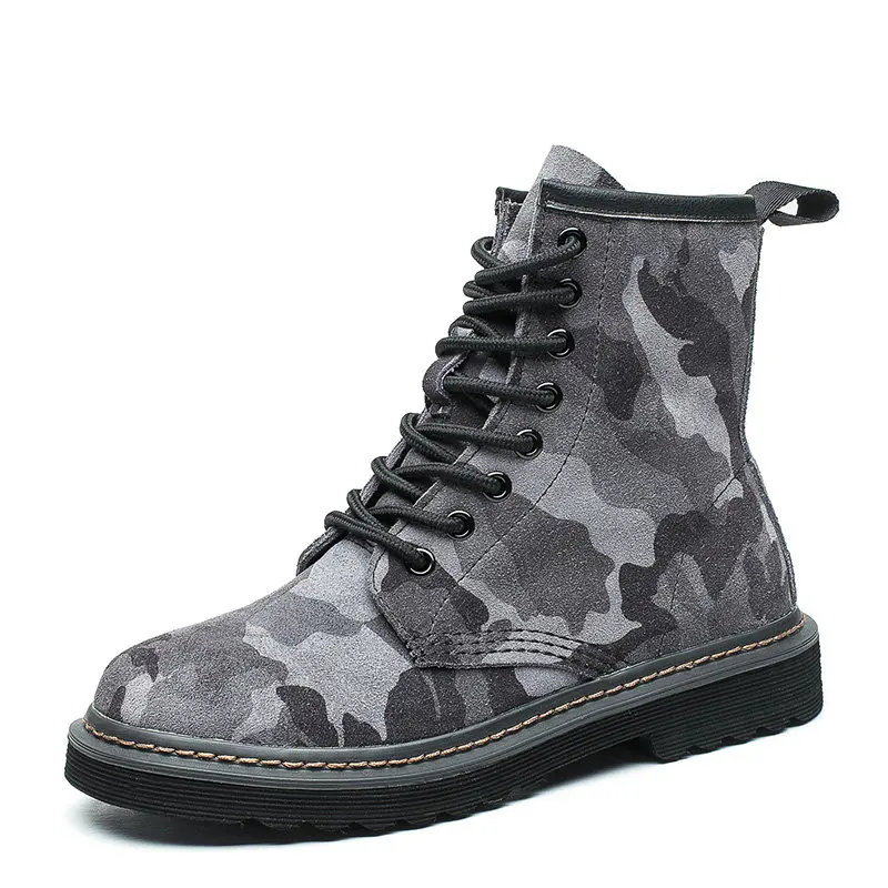 Camouflage Grey Новинка года; модные камуфляжные ботинки; женская обувь; женские ботинки из натуральной кожи; популярные брендовые Ботинки martin; дышащая обувь; Цвет Серый, винный - Цвет: Camouflage Grey