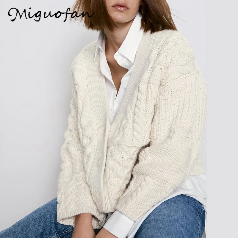 Женский вязаный укороченный свитер Белый свободный в Корейском стиле с