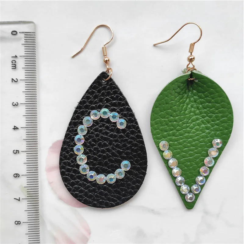Серьги из воловьей кожи с блестками со стразами дизайнерские Висячие серьги для