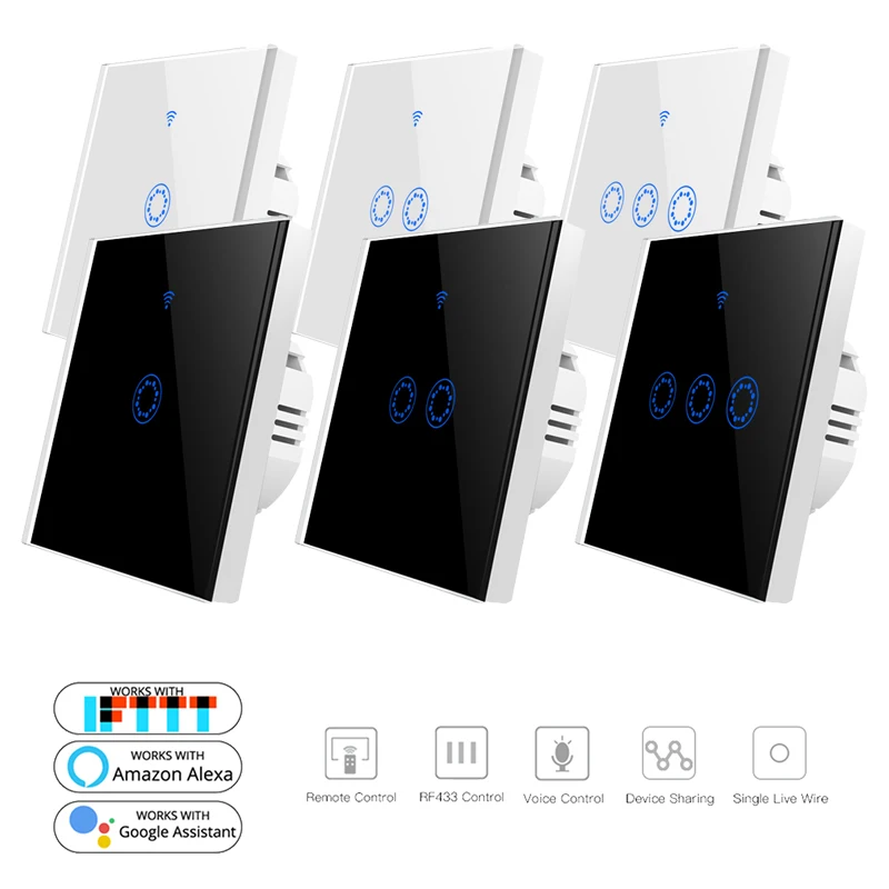 

Smart Life 10A 1/2/3gang Smart Switch EU Voice Control With Amazon Alexa Google Home Automation Modules Switch For Smart Home