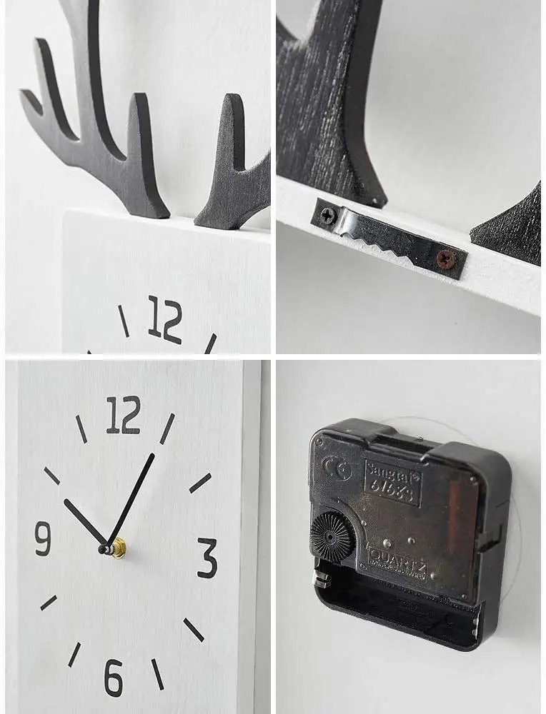 

Antler Wall Clock Nordic Minimalist Modern Craft Wall Clocks Wooden Antler Mute Clock Living Room Bedroom Home Wall Watch