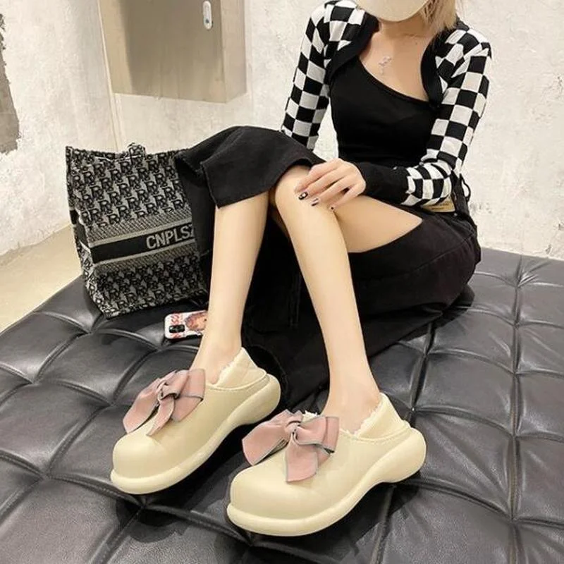 Женские ботинки с круглым носком удобные повседневные сапоги из хлопка на