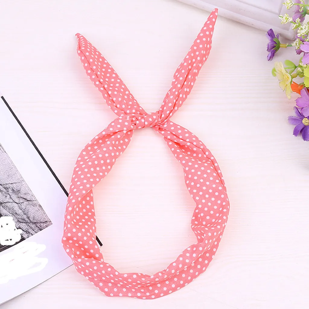 

2021 New Headband Polka Dot Tartan Retro Scarf Wire Hair Band Diademas Para El Pelo Muj Headbands For Women Sport 5 Colors
