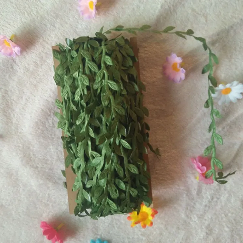 40 м искусственных листьев лозы имитации листва Зеленые листья из ротанга