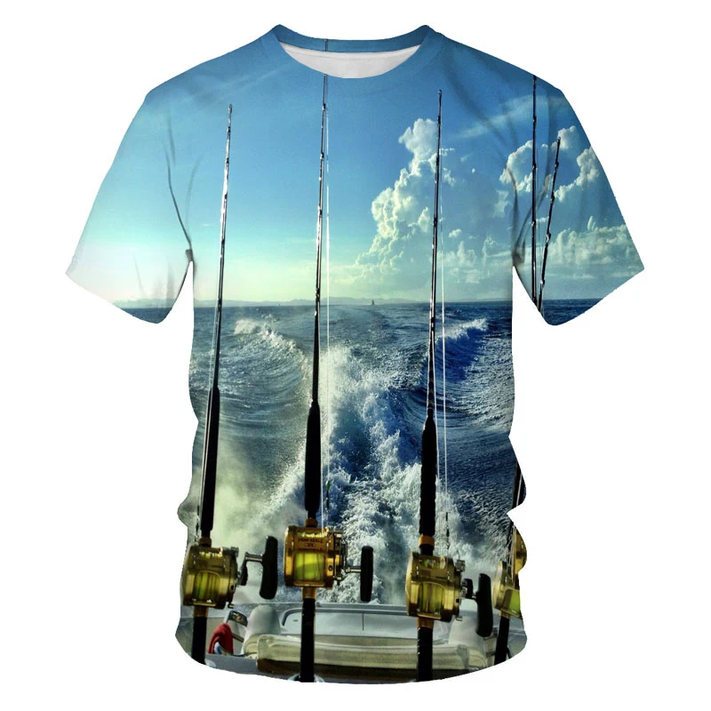 

2021 Summer Ocean Fish O-Neck Men's Oversized T-shirt 3D Printed Shirt Casual Men's Comfortable Loose Top Short Sleeve XXS-6xL