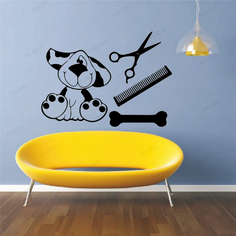 

Hot Pet Salon Dog Cutting Sticker Waterproof Vinyl Wallpaper Pet Store Decoration Home Decor For kids Living Room AccessorWU135