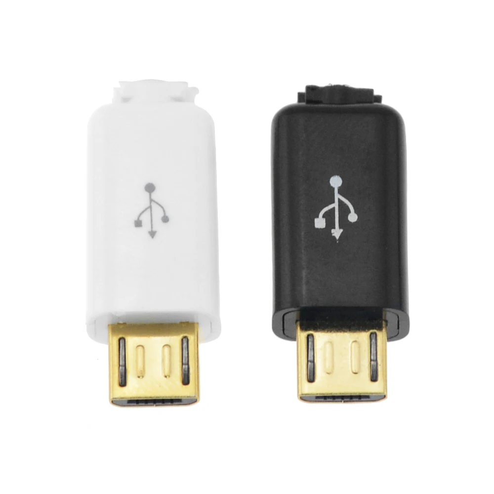Штекерный разъем Micro USB 5P 4 в 1 Золотая головка черная белая для сварки передачи